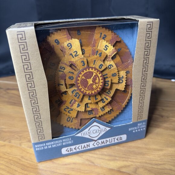 Greek Grecian Computer Brainteaser Wooden Puzzle True Genius Wood 3D Teaser Dad - Picture 1 of 10